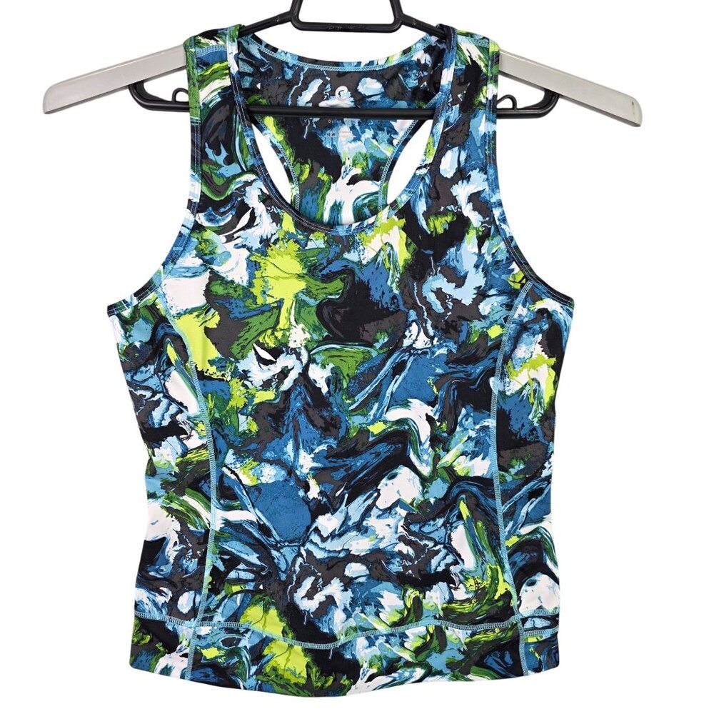 Womens Core Andrea Jovine Quick Dry Athletic Blue Green Tank Top Polyester L